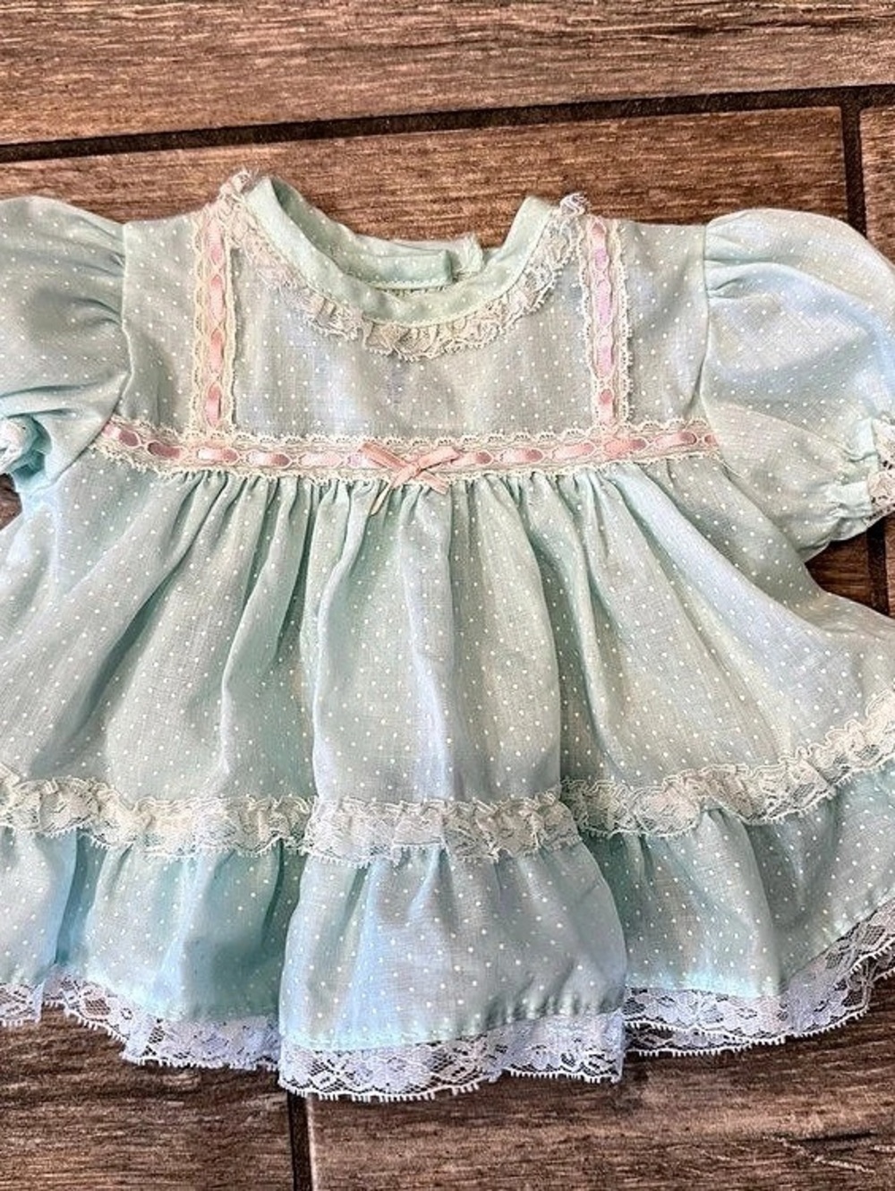Vintage 1980’s Alexis Brand Baby Green Polka Dot Dress